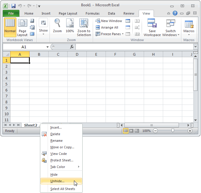 Excel-Registerkarten nicht zeigen 5