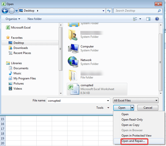  beschädigte Excel-Datei wiederherstellen 1
