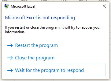 Excel nicht reagiert