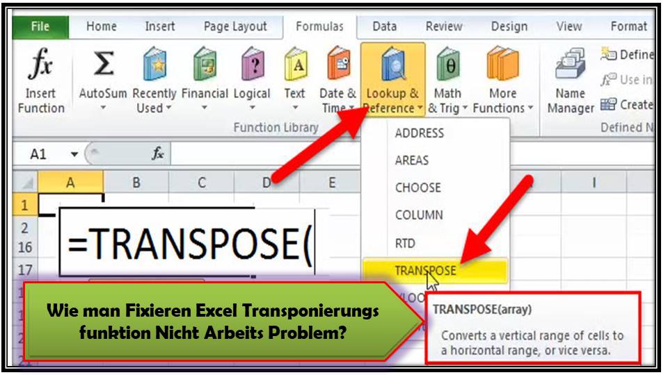 Fixieren Excel Transponierungs funktion Nicht Arbeits Problem