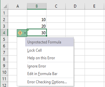 Excel ungeschützter Formelfehler 1