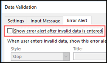 Excel-Daten validierungs fehler 7