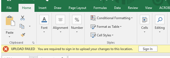 Excel Upload fehlgeschlagen Sie Required sich anmelden