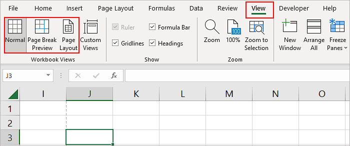 Linealoption in Excel ausgegraut 