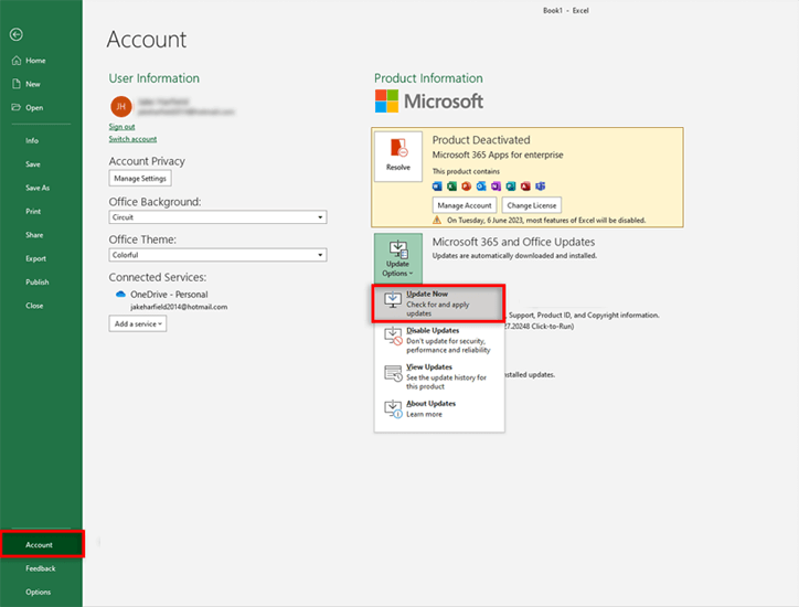 Linealoption in Excel ausgegraut 