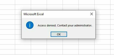 behebt man den Access Denied Contact Your Administrator in Excel