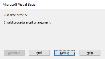 Run-Time Error 5 Invalid Procedure Call or Argument