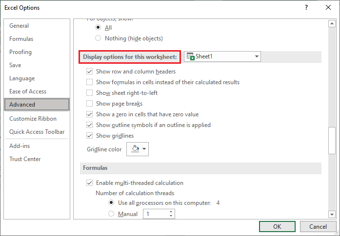 Focus Cell Schaltfläche wird in Excel nicht angezeigt