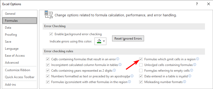 Formula Omits Adjacent Cells