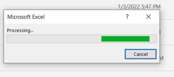 Microsoft Excel bleibt beim Speichern
