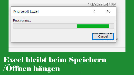 Microsoft Excel bleibt beim Speichern