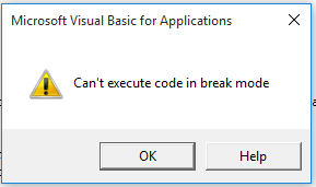 Excel-Fehler Can’t Execute Code in Break Mode