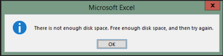 Microsoft Excel There Is Not Enough Disk Space Fehler